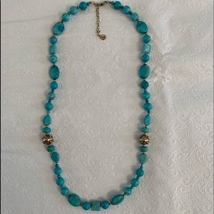 Turquoise beaded necklace with 2 silver beads